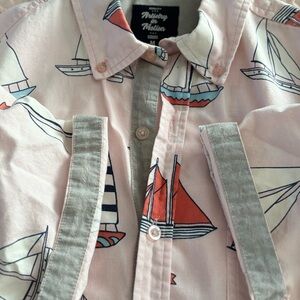 Moving in Motion Men's‎ Sailboat Print Casual Shirt - Pink medium chest 42 in